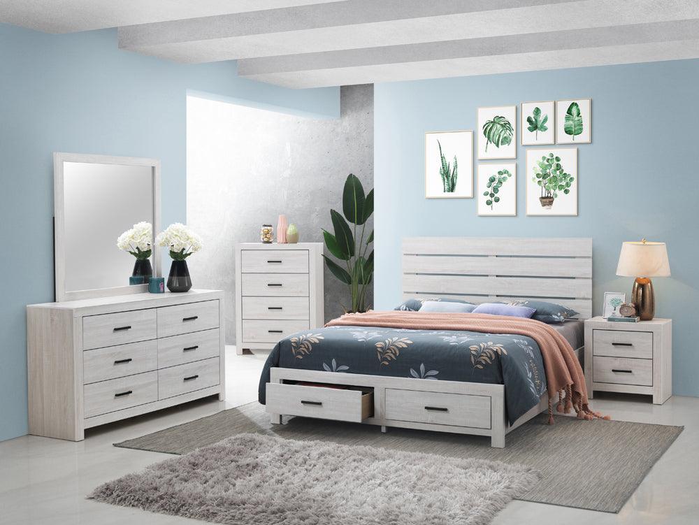 Marion Coastal White Storage Bedroom Set main bed view