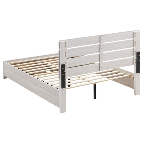 Main view of coastal white storage bed in Marion set