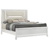 Marmore 64-inch Eastern King Panel Bed LED Headboard White view 3