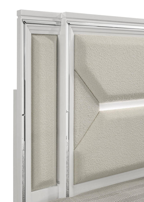 Marmore 64-inch Queen Panel Bed LED Headboard White view 5