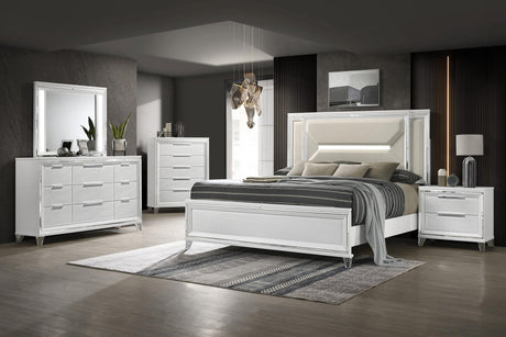 Marmore 64-inch Queen Panel Bed LED Headboard White view 11
