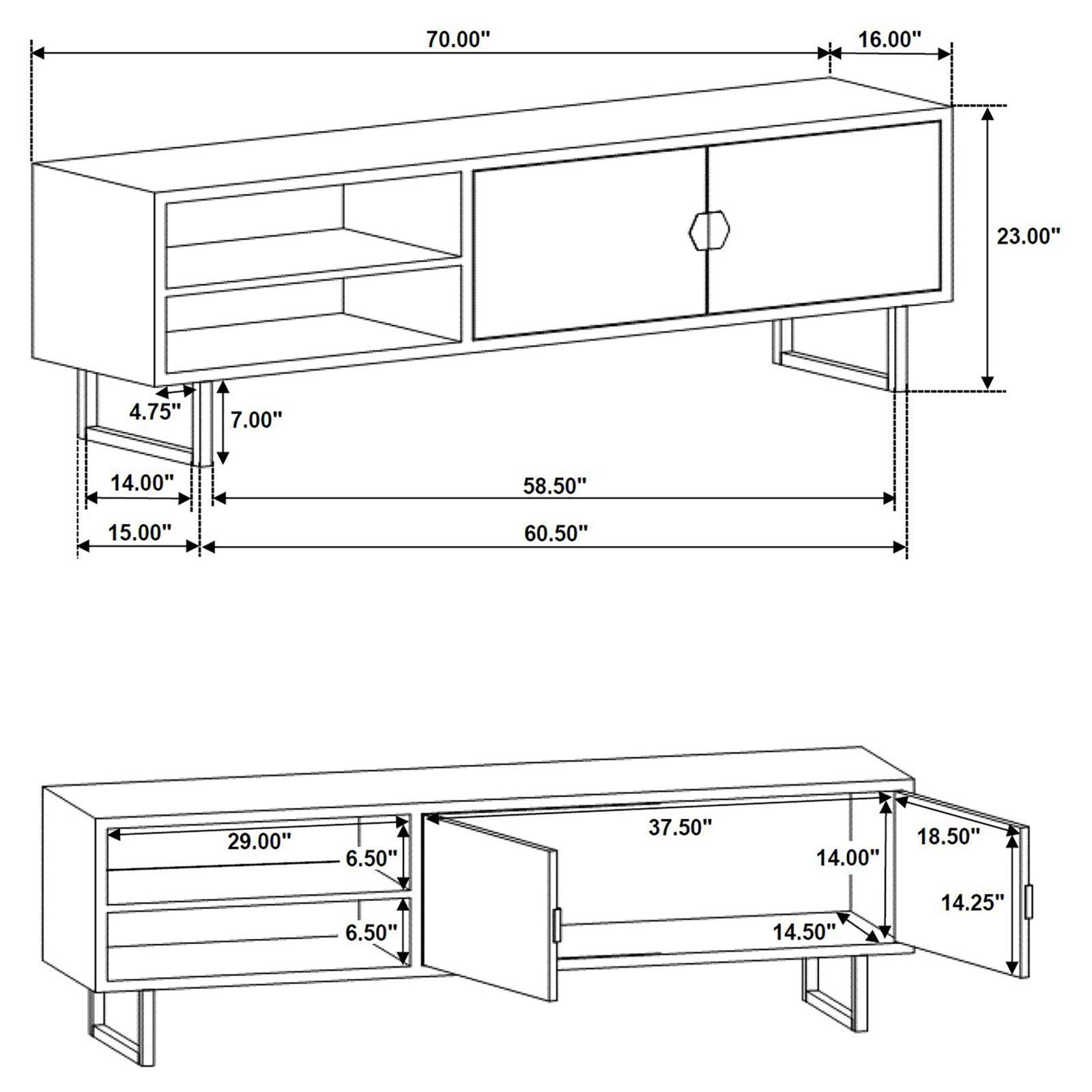 Marsden TV stand storage compartments detail