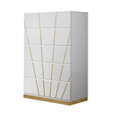 Martina White Bedroom Set with Gold Accent and LED view 5