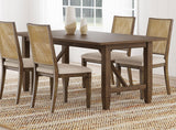 Close-up of decorative diagonal braces on Matisse dining table