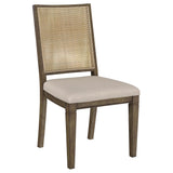 Close-up of woven rattan on backrest of Matisse dining chair
