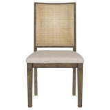 Plush beige fabric foam seat on Matisse dining chair