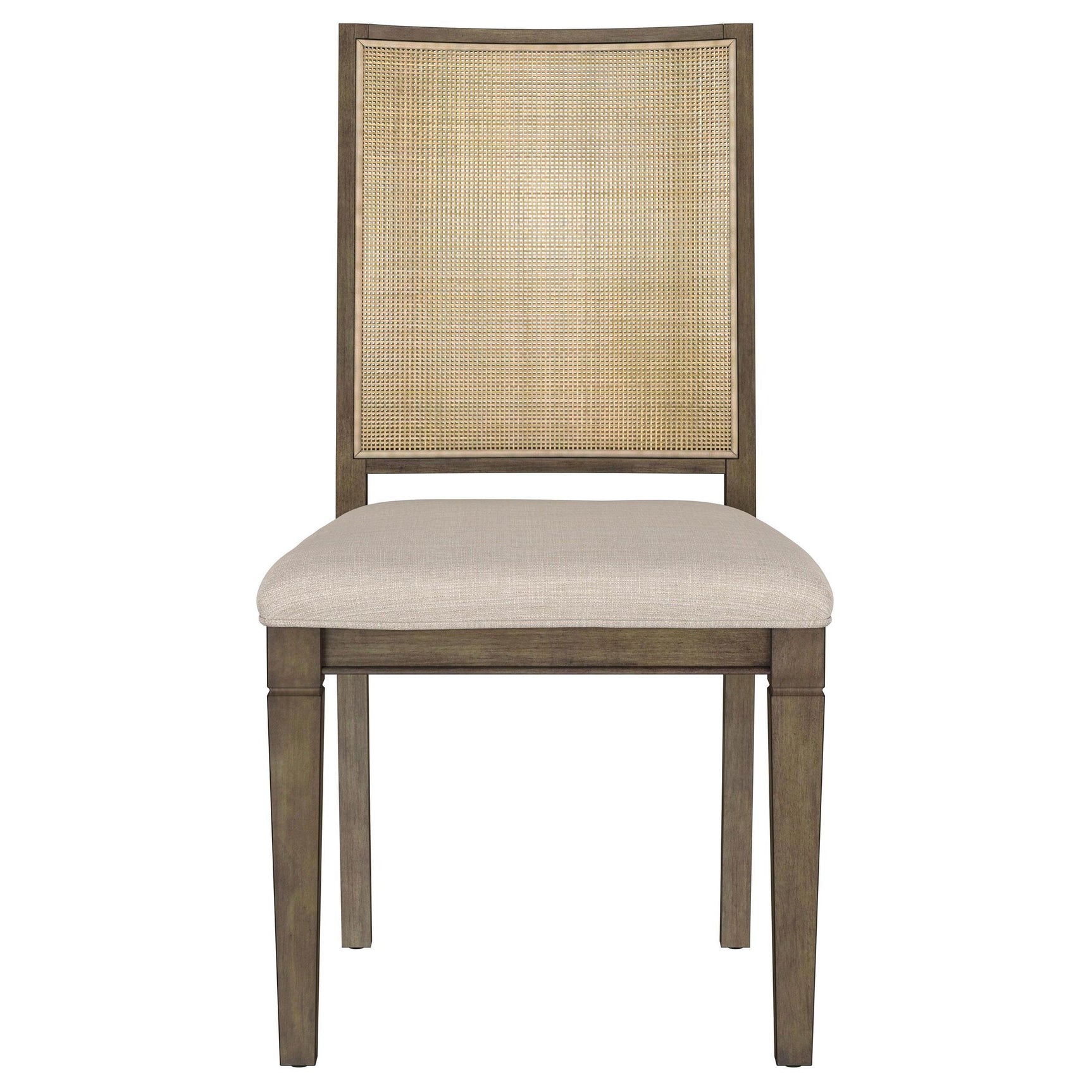 Plush beige fabric foam seat on Matisse dining chair