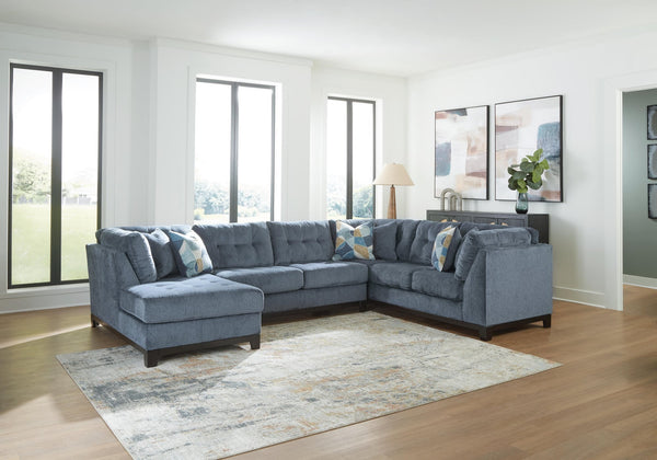 Maxon Place Navy Chenille 3-Piece Sectional with Chaise - image 1