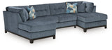 Maxon Place Navy Chenille 3-Piece Sectional with Chaise from Decor Furniture