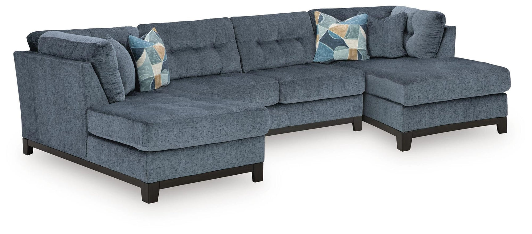 Maxon Place Navy Chenille 3-Piece Sectional with Chaise from Decor Furniture