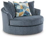 Maxon Place Navy Chenille Swivel Accent Chair side profile