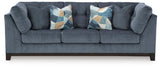 Side view of Maxon Place Navy Chenille Sofa showing profile