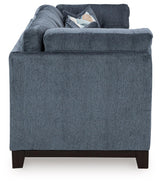 Close-up detail of navy chenille fabric upholstery on Maxon Place Sofa