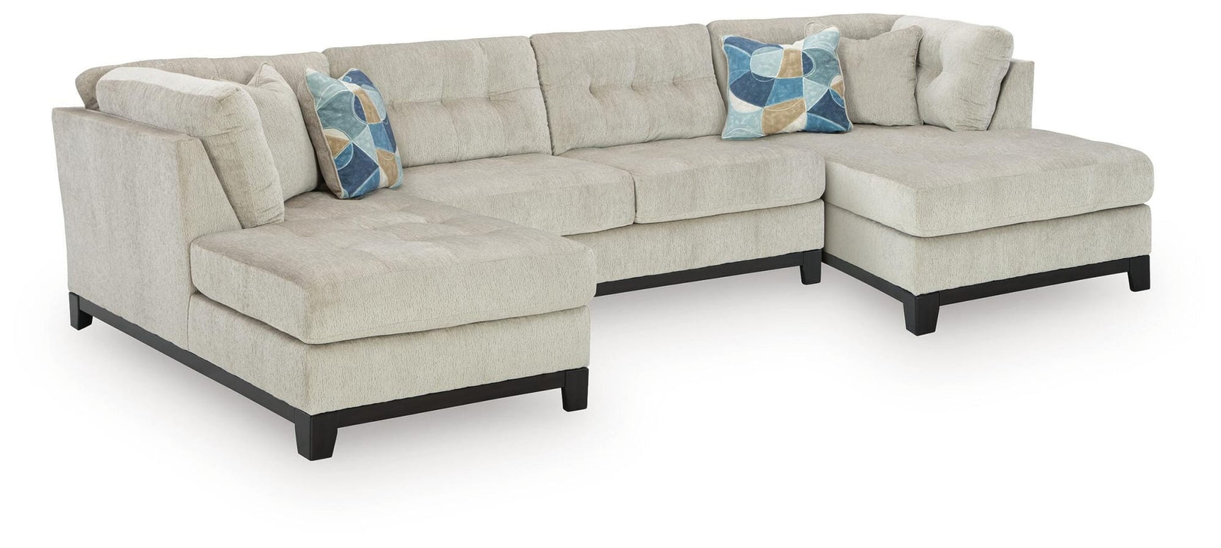 Maxon Place Stone Chenille 3-Piece Sectional with Chaise from Decor Furniture