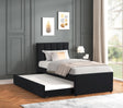 Maya Black Twin Velvet Platform Bed with Trundle front view