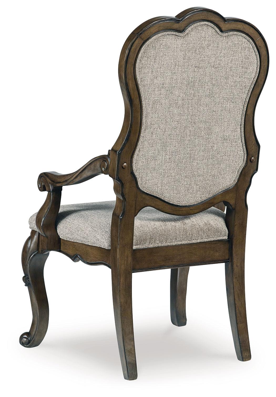 Dining chair seat cushion and armrest detail
