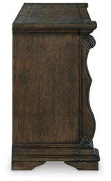 Dark brown finish detail on Maylee Buffet