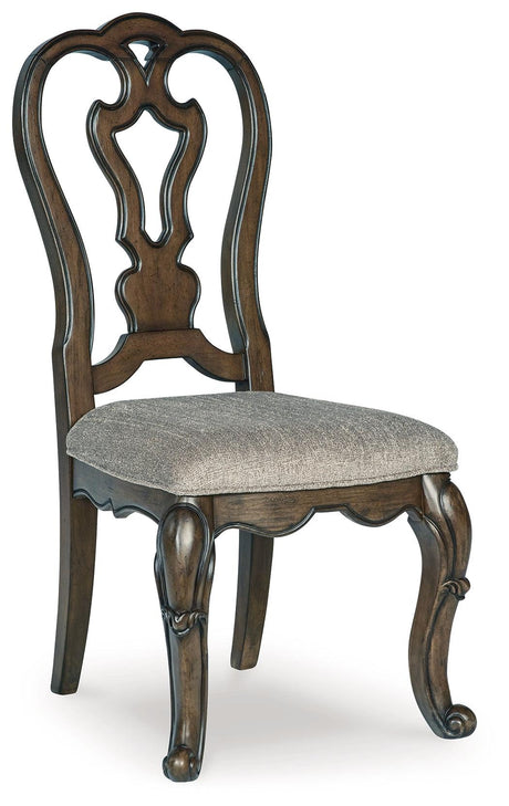Maylee dark brown traditional dining chair side view