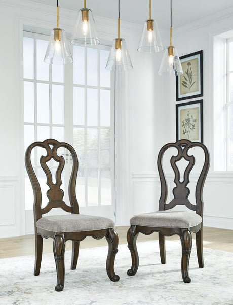 Maylee dining chair dark brown fabric seat close-up