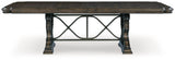 Maylee Dining Table double pedestal base close-up