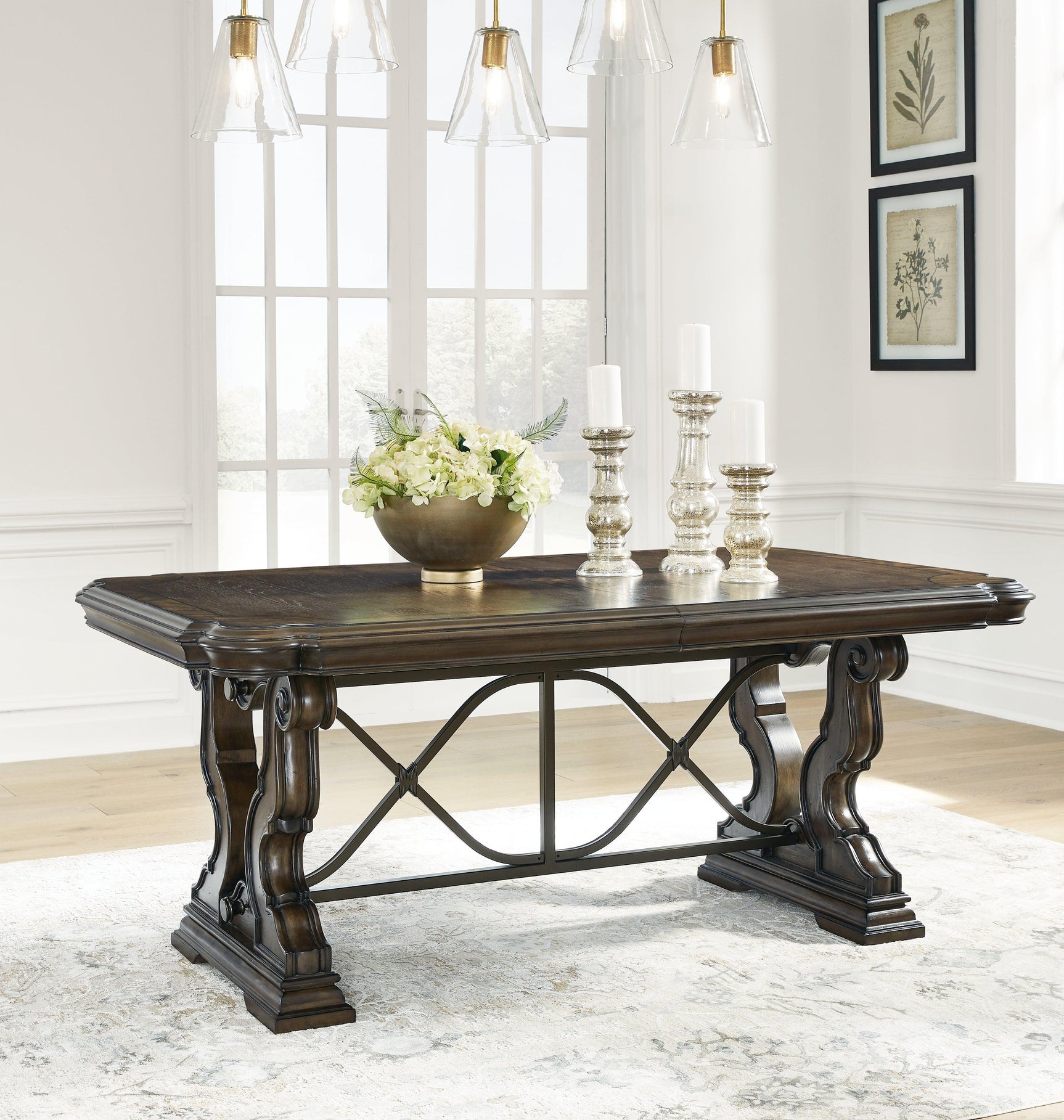 Maylee Table dark brown finish detail