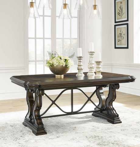 Maylee Table dark brown finish detail