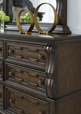 Maylee Dark Brown Dresser And Mirror - Ella Furniture
