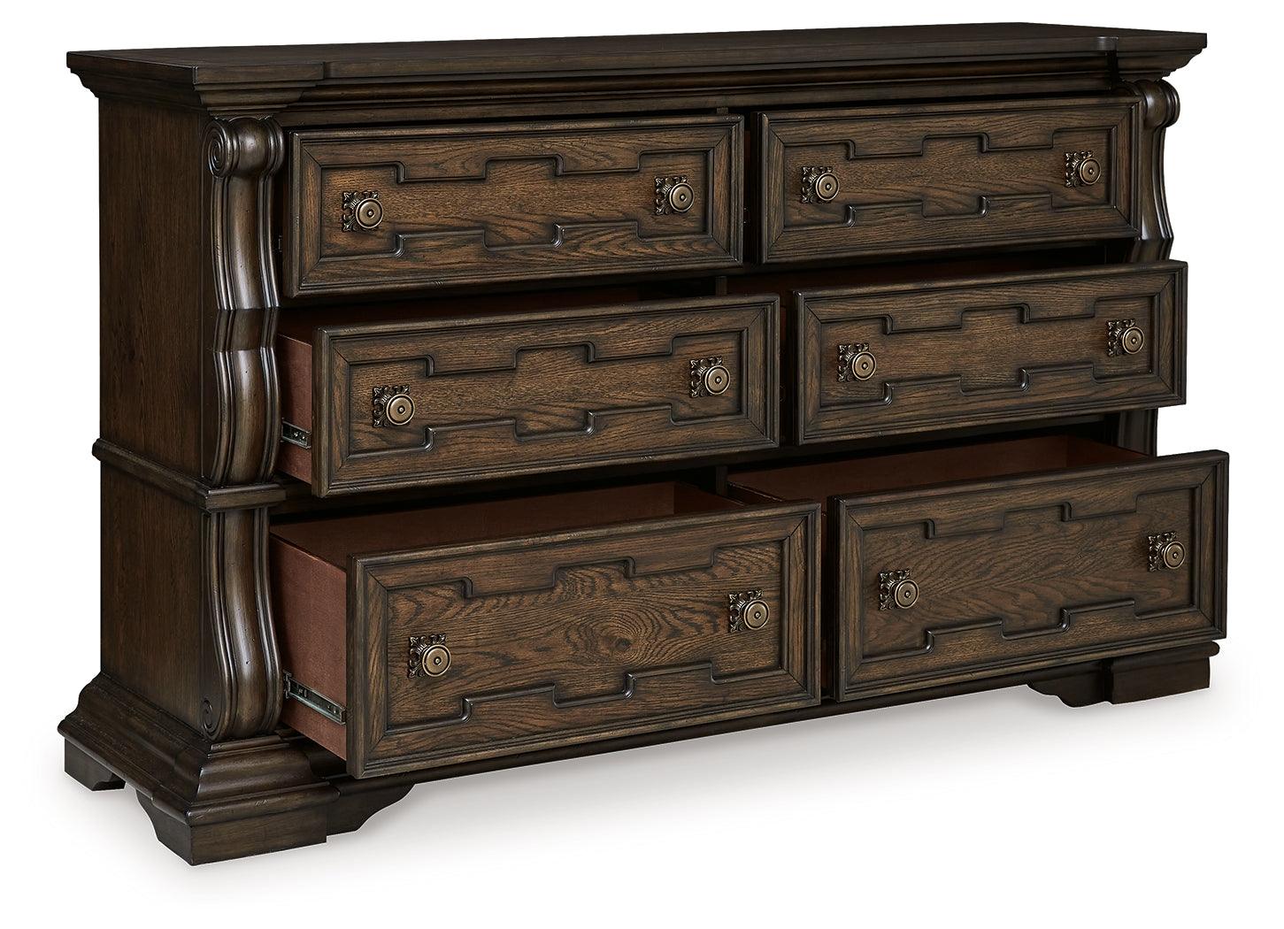 Maylee Dark Brown Dresser drawer interior