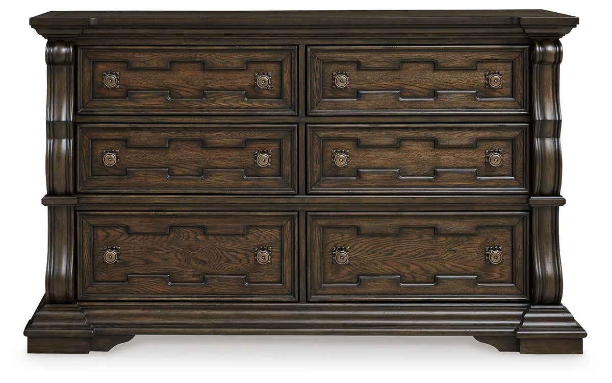 Maylee Dark Brown Dresser antique goldtone pulls