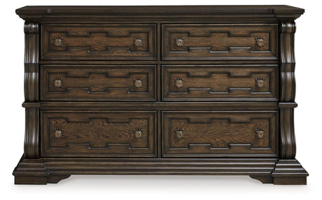 Maylee Dark Brown Dresser antique goldtone pulls