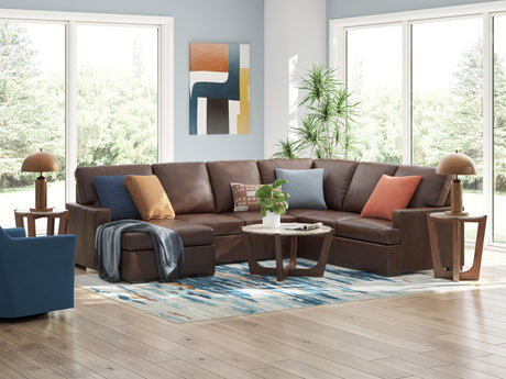 McDowlan Coffee Leather 3-Piece Sectional with Chaise - image 1