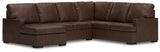 McDowlan Coffee Leather 3-Piece Sectional with Chaise - image 2