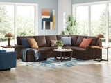 McDowlan Coffee Leather 3-Piece Sectional with Chaise - image 3