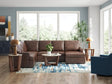 McDowlan Coffee Leather 3-Piece Sectional with Chaise from Decor Furniture