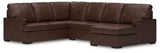 McDowlan Coffee Leather 3-Piece Sectional with Chaise view 3