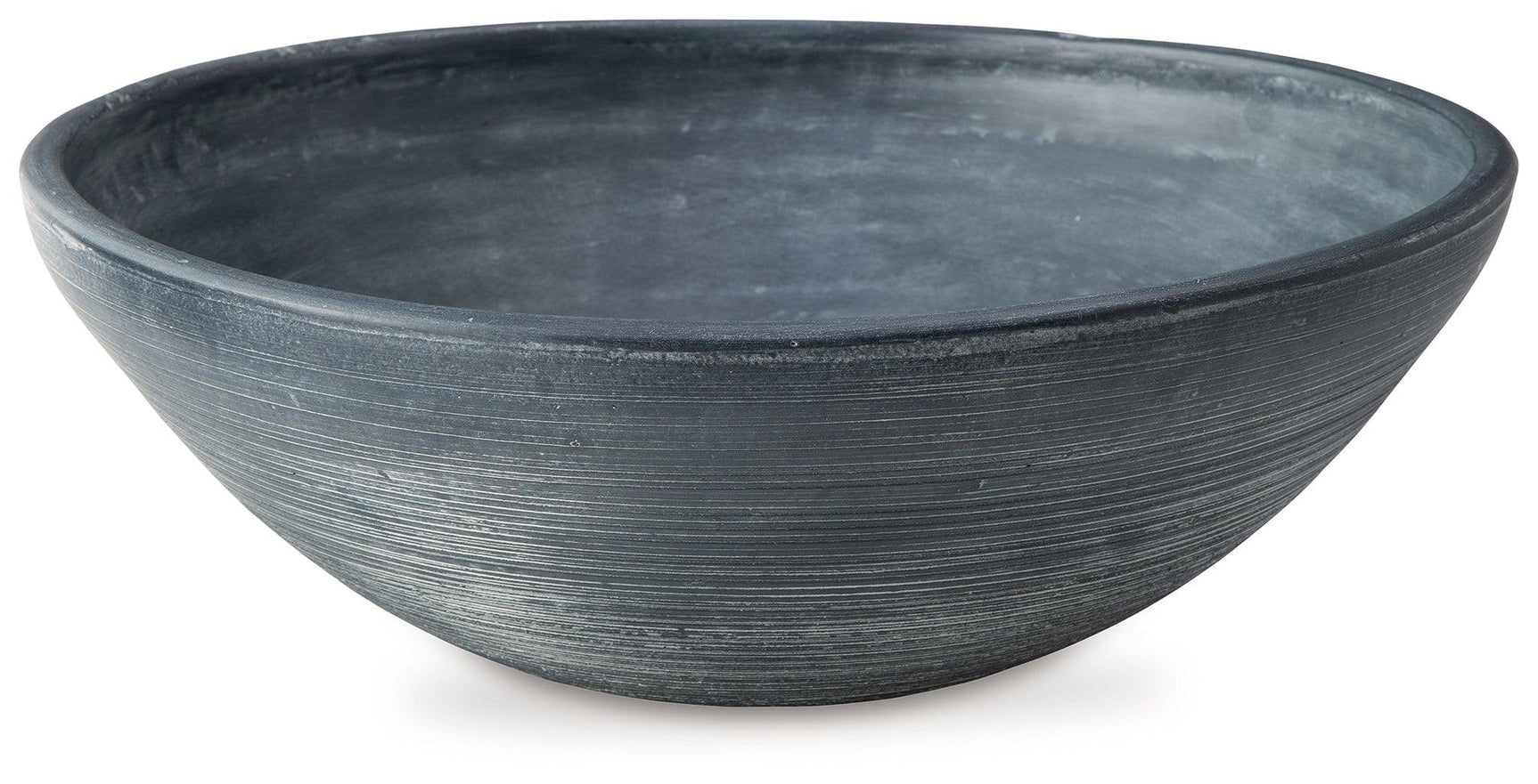 Meadie Distressed Blue Terra Cotta Bowl angled view
