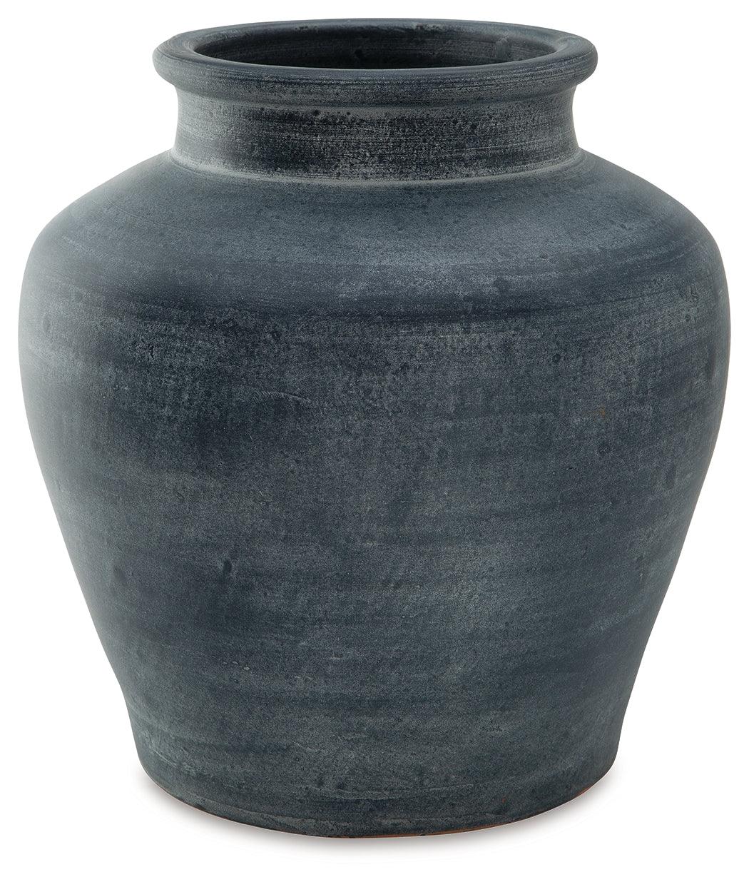 Meadie Distressed Blue Vase side angle