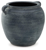 Close-up of Meadie Vase distressed blue finish