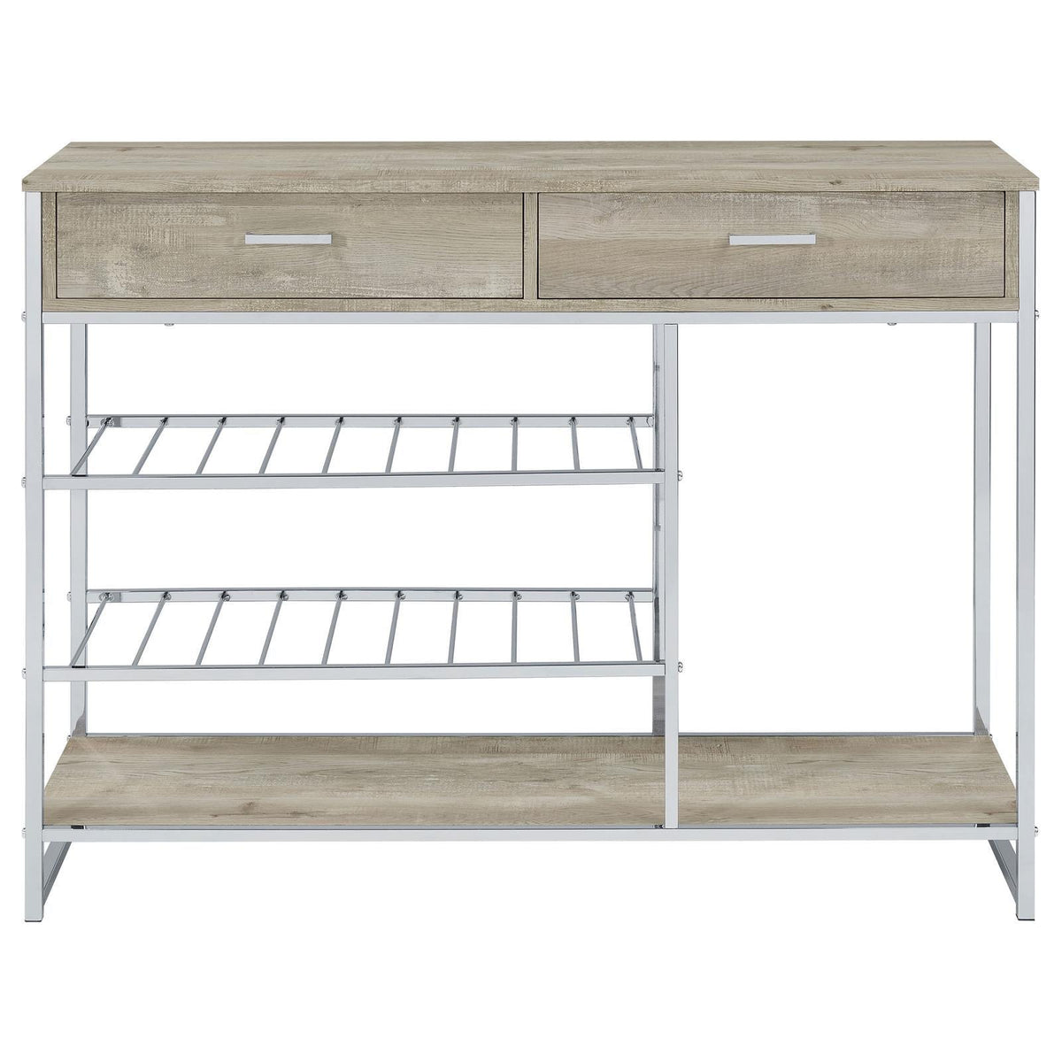 Top view showing two slat shelves for stemware