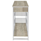 Full height view highlighting cabinet shape and metal framing