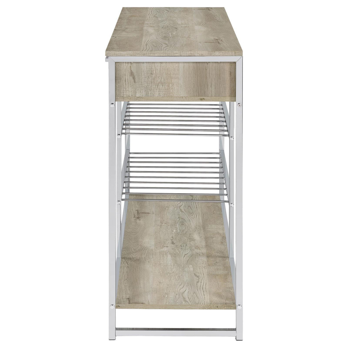 Full height view highlighting cabinet shape and metal framing