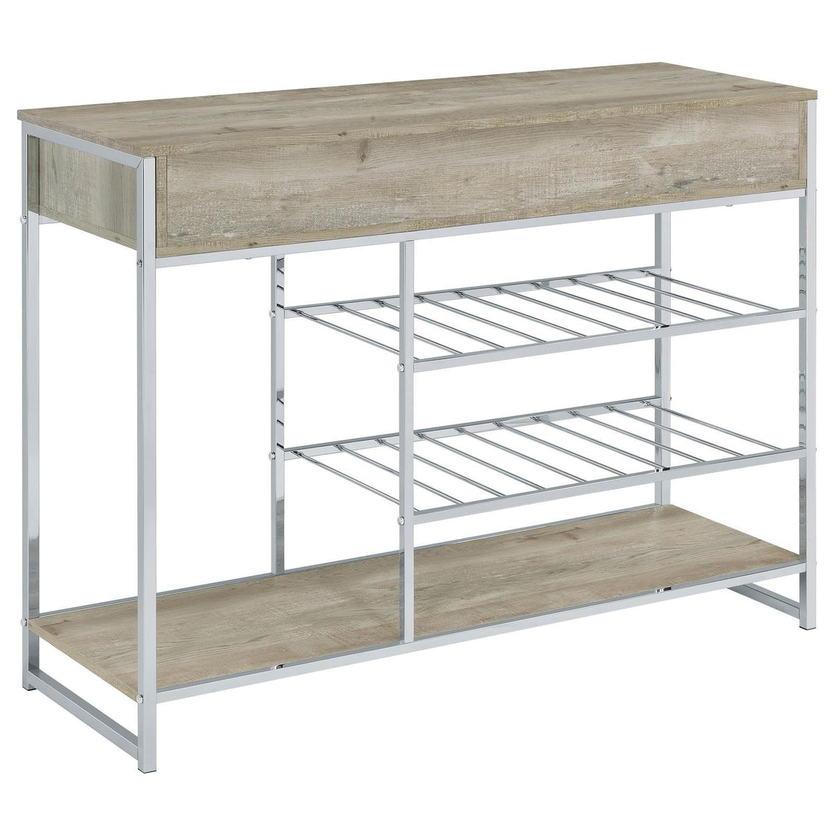 Drawer opened revealing smooth metal glide