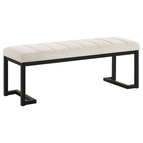 Mesa Upholstered Entryway Accent Bench Vanilla front view