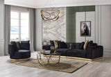 Michelle Black Velvet Curved Sectional sofa in living room