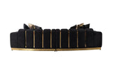 Michelle Black Velvet Curved Sectional sofa in living room