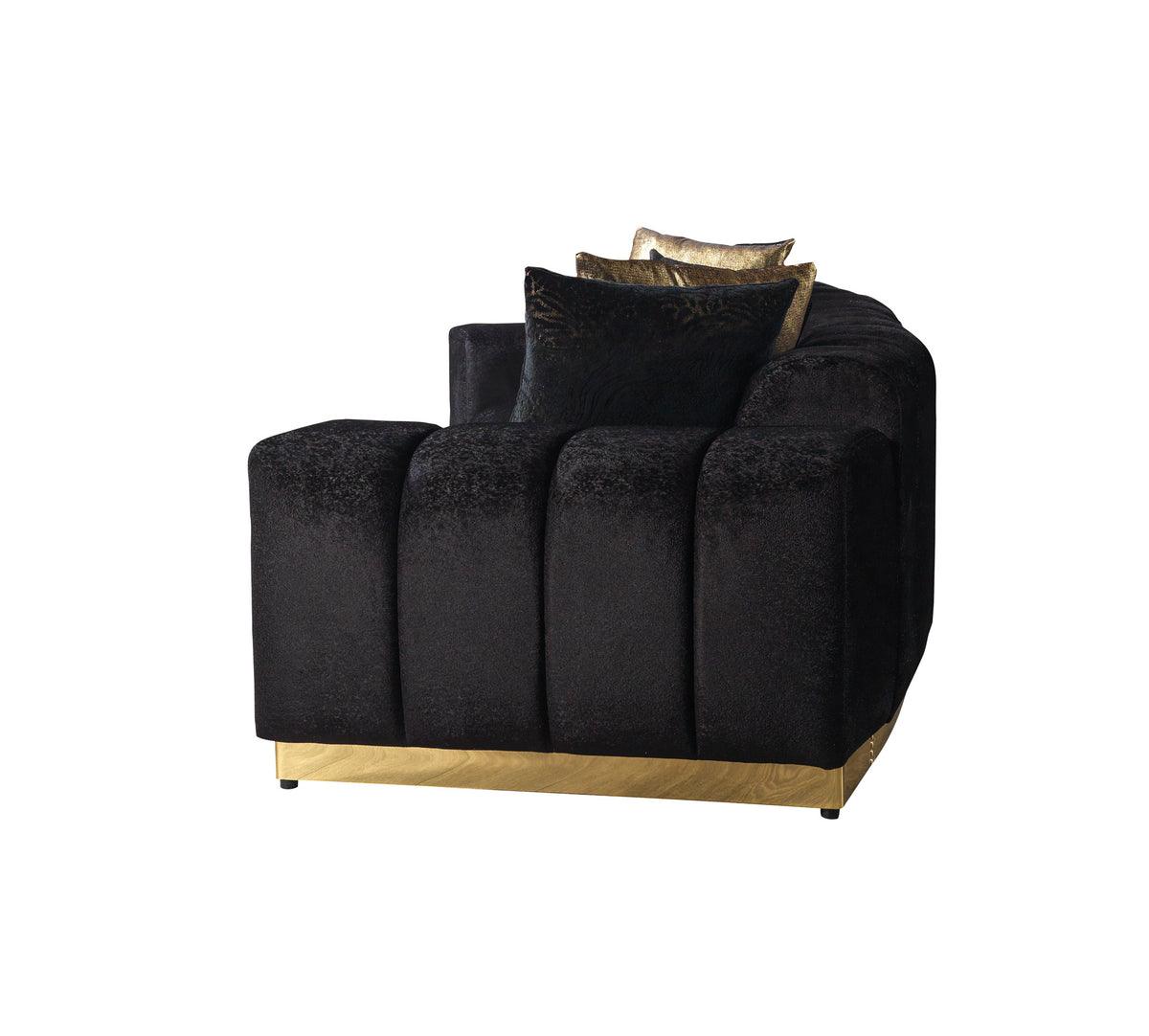 Michelle Black Velvet Curved Sectional sofa in living room
