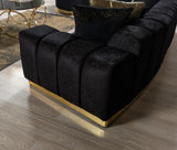 Michelle Black Velvet Curved Sectional sofa in living room