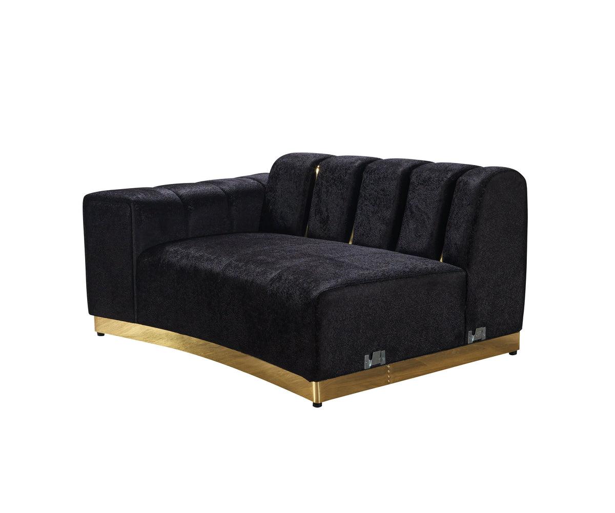Michelle Black Velvet Curved Sectional sofa in living room