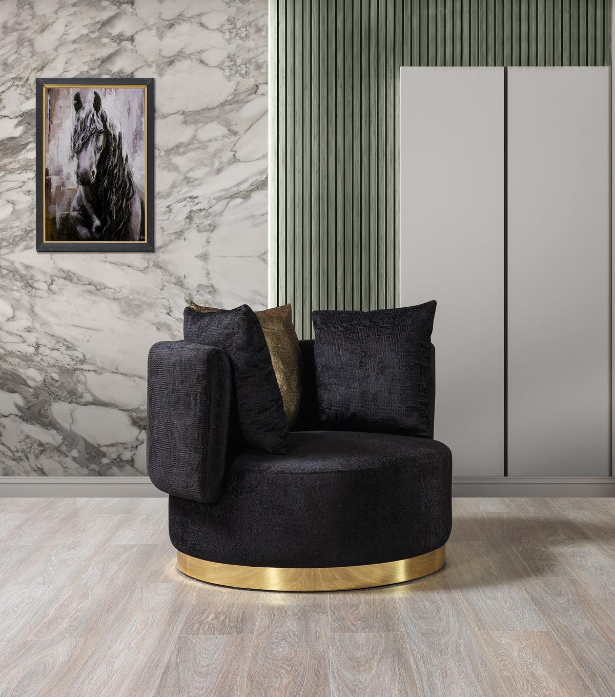 Michelle Black Velvet Curved Sectional sofa in living room