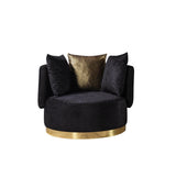 Michelle Black Velvet Curved Sectional sofa in living room